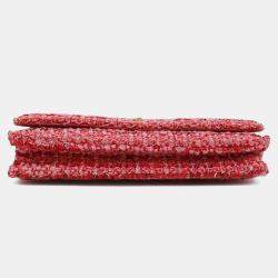 Chanel Red/Pink Multicolor Tweed Quilted Reissue Wallet On Chain 