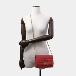 Chanel Red/Pink Multicolor Tweed Quilted Reissue Wallet On Chain 