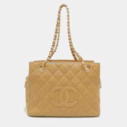 Chanel Beige Caviar Skin CC Chain Tote Bag 