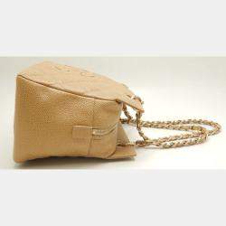 Chanel Beige Caviar Skin CC Chain Tote Bag 