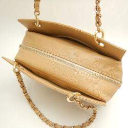 Chanel Beige Caviar Skin CC Chain Tote Bag 
