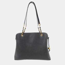 Chanel Black Caviar Large CC Shoulder Bag 
