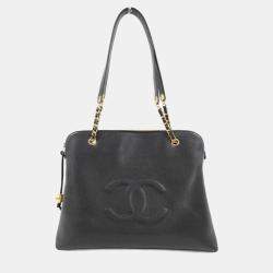 Chanel Black Caviar Large CC Shoulder Bag 