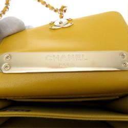 Chanel Yellow Mini Lambskin Matelasse Chain Shoulder Bag 