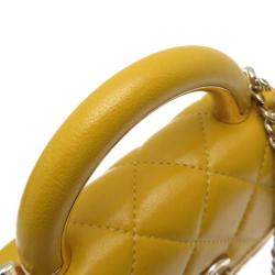 Chanel Yellow Mini Lambskin Matelasse Chain Shoulder Bag 