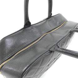 Chanel Black Grained Calfskin Boston Bag