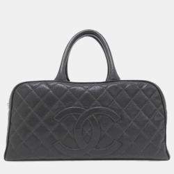 Chanel Black Grained Calfskin Boston Bag