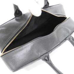 Chanel Black Grained Calfskin Boston Bag
