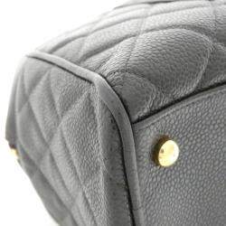 Chanel Black Grained Calfskin Boston Bag
