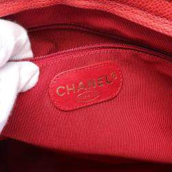 Chanel Red Grained Calf Triple Logo Shoulder Bag