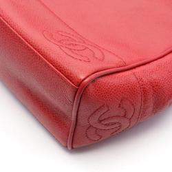 Chanel Red Grained Calf Triple Logo Shoulder Bag
