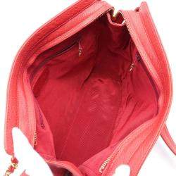 Chanel Red Grained Calf Triple Logo Shoulder Bag