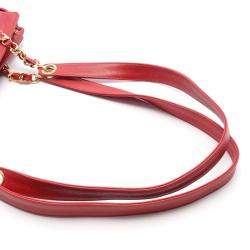 Chanel Red Grained Calf Triple Logo Shoulder Bag