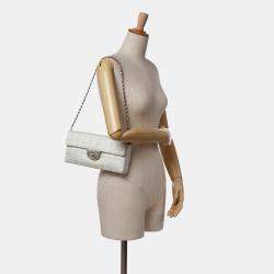 Pre Owned Chanel Silver New Travel Line Nylon East West Flap