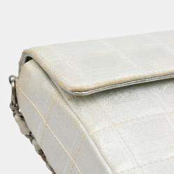 Pre Owned Chanel Silver New Travel Line Nylon East West Flap