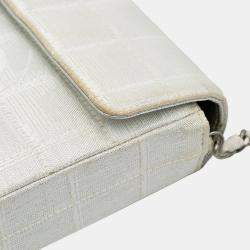 Pre Owned Chanel Silver New Travel Line Nylon East West Flap