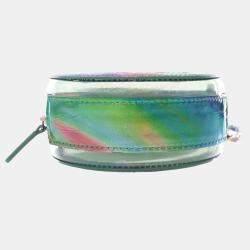 Chanel Green PVC and Metallic Lambskin CC Filigree Round Clutch with Chain
