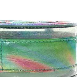 Chanel Green PVC and Metallic Lambskin CC Filigree Round Clutch with Chain