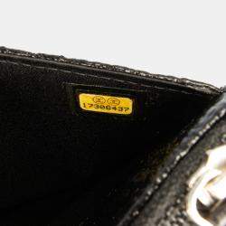 Chanel Black CC Quilted Crinkled Patent Wallet On Chain
