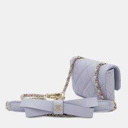 Chanel Purple Lambskin Matelasse Ribbon Belt Bag
