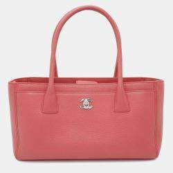 Pre Owned Chanel Pink Leather Executive Tote 
