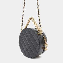 Pre Owned Chanel Black Leather CC Logo Shoulder Bag