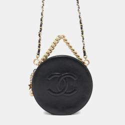 Pre Owned Chanel Black Leather CC Logo Shoulder Bag