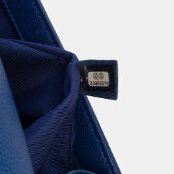 Pre Owned Chanel Blue Old Medium Quilted Caviar Boy Flap