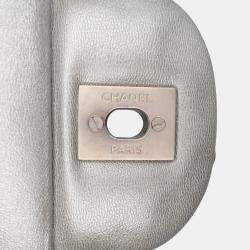 Pre Owned Chanel Silver Jumbo Classic Lambskin Double Flap