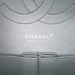 Pre Owned Chanel Silver Jumbo Classic Lambskin Double Flap