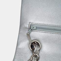Pre Owned Chanel Silver Jumbo Classic Lambskin Double Flap