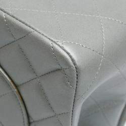 Pre Owned Chanel Silver Jumbo Classic Lambskin Double Flap