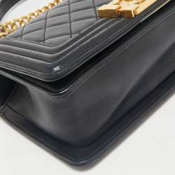 Chanel Black Quilted Leather Small Boy Flap Bag