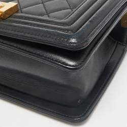 Chanel Black Quilted Leather Small Boy Flap Bag