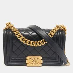Chanel Black Quilted Leather Small Boy Flap Bag