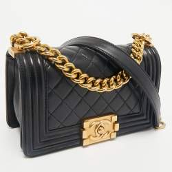 Chanel Black Quilted Leather Small Boy Flap Bag