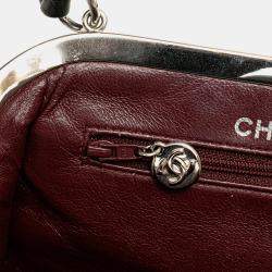 Chanel Black CC Quilted Lambskin Kiss Lock Frame Top Handle Bag