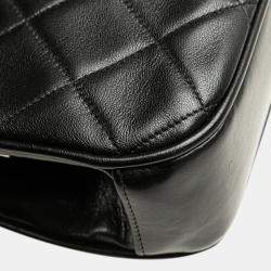 Chanel Black CC Quilted Lambskin Kiss Lock Frame Top Handle Bag