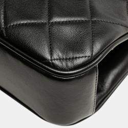 Chanel Black CC Quilted Lambskin Kiss Lock Frame Top Handle Bag