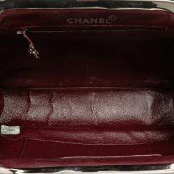 Chanel Black CC Quilted Lambskin Kiss Lock Frame Top Handle Bag