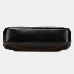 Chanel Black CC Quilted Lambskin Kiss Lock Frame Top Handle Bag