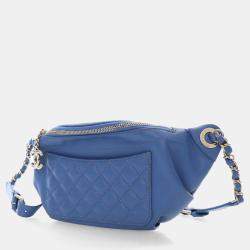 Chanel Blue Lambskin Bi Waist Bag