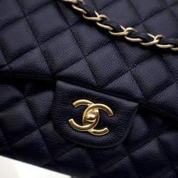 Chanel Navy Caviar Classic Jumbo  Double Flap Bag