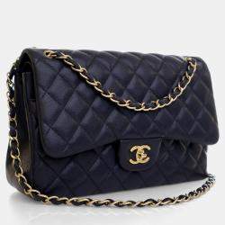 Chanel Navy Caviar Classic Jumbo  Double Flap Bag