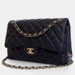 Chanel Navy Caviar Classic Jumbo  Double Flap Bag