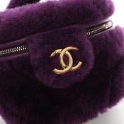 Chanel Purple Shearling  Coconing Small Top Handle Vanity Case with Chain