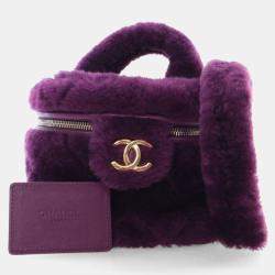 Chanel Purple Shearling  Coconing Small Top Handle Vanity Case with Chain