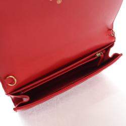Chanel Red Lambskin Boy Wallet With Chain