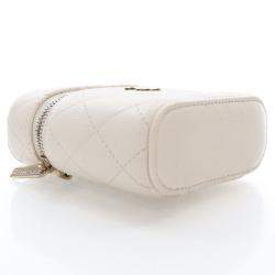 Chanel White Caviar Mini Vanity Case With Chain
