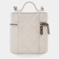 Chanel White Caviar Mini Vanity Case With Chain